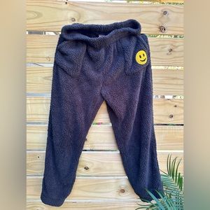 smiley face black sweatpants